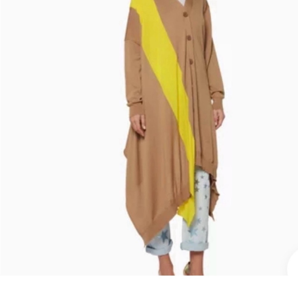 StellaMcCartney Brown and Yellow Asymmetrical Cardigan